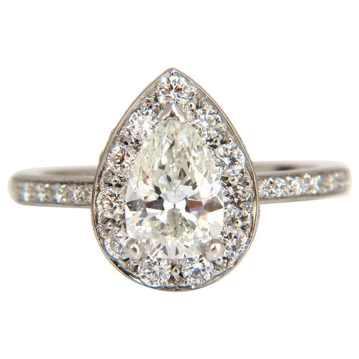 1.15ct Pear Shape Diamond Ring with 1.00ct Round Accents Platinum R3965