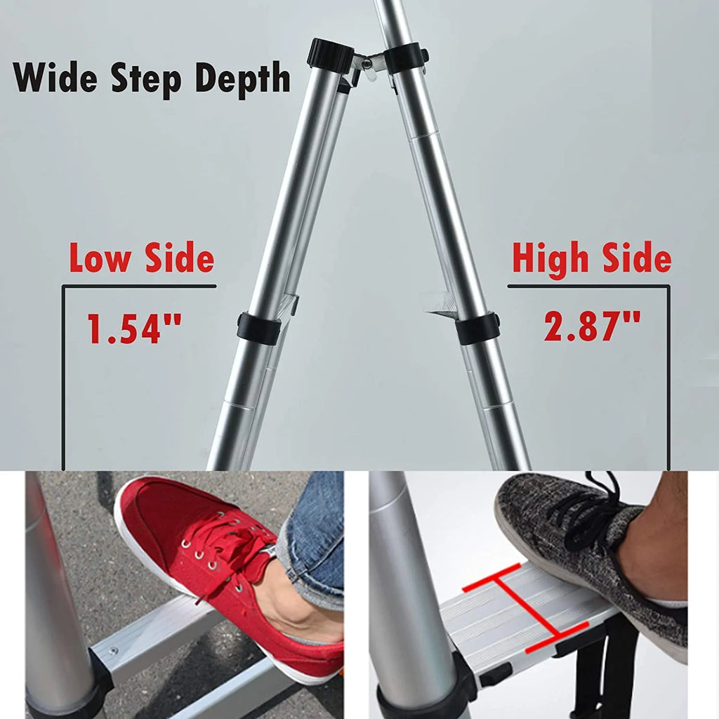 4.5FT A-Frame Aluminum Extension Ladder Anti-Slip 4+5 Steps Telescoping Collapsible Ladder Q78565
