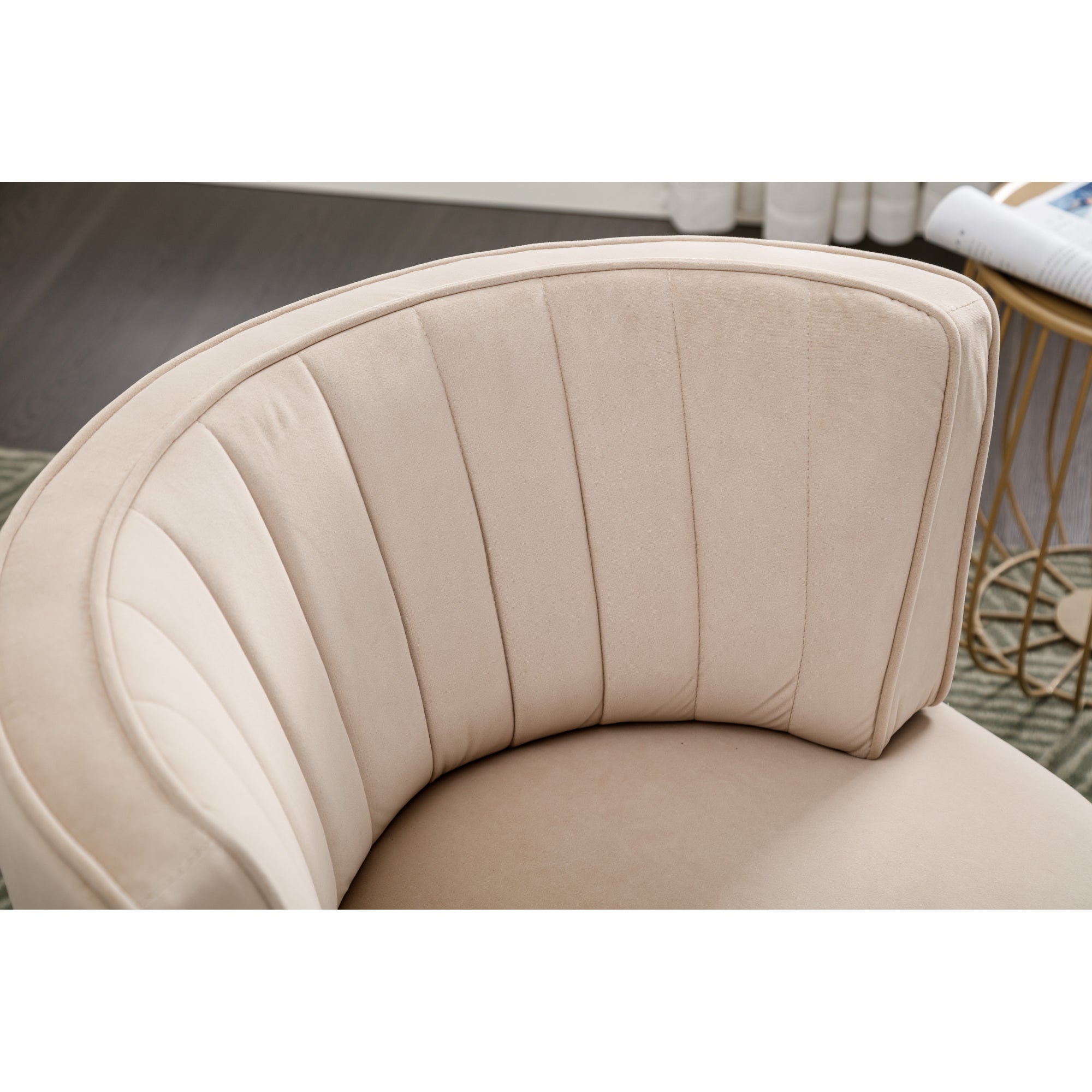 Velvet Swivel Barrel Accent Sofa Chair N6583