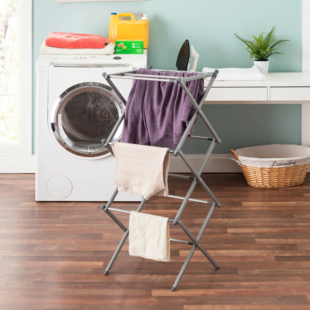 Grey Steel 3-tier Expandable Clothes Dryer M569