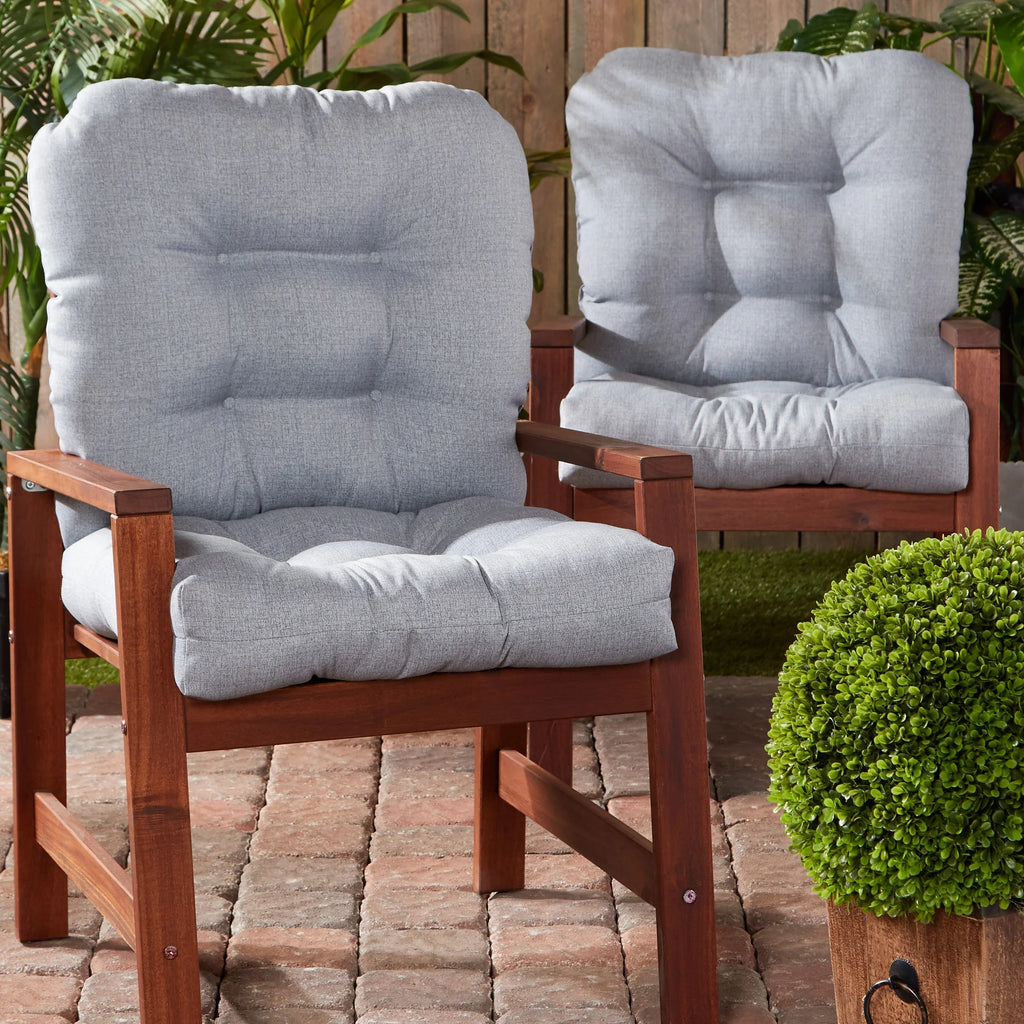Heather Gray Outdoor Tufted Chair Cushion Set of 2 H749