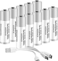 10 Pack Rechargeable AA Lithium Batteries with 4 in 1 USB Charging Cable X871