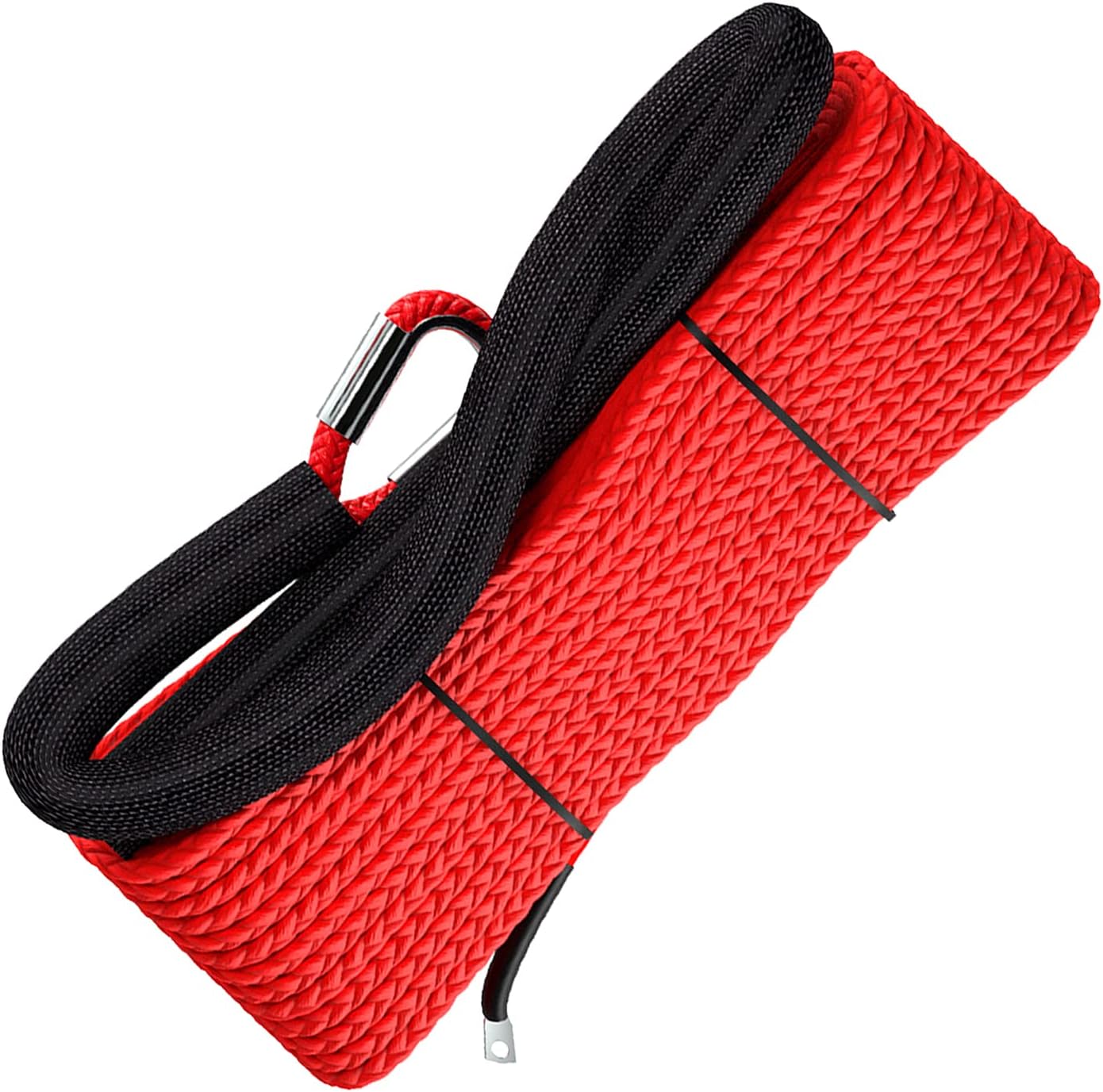 Synthetic Winch Line Rope with Hook and Rubber Stopper, Pack of 2 J98165