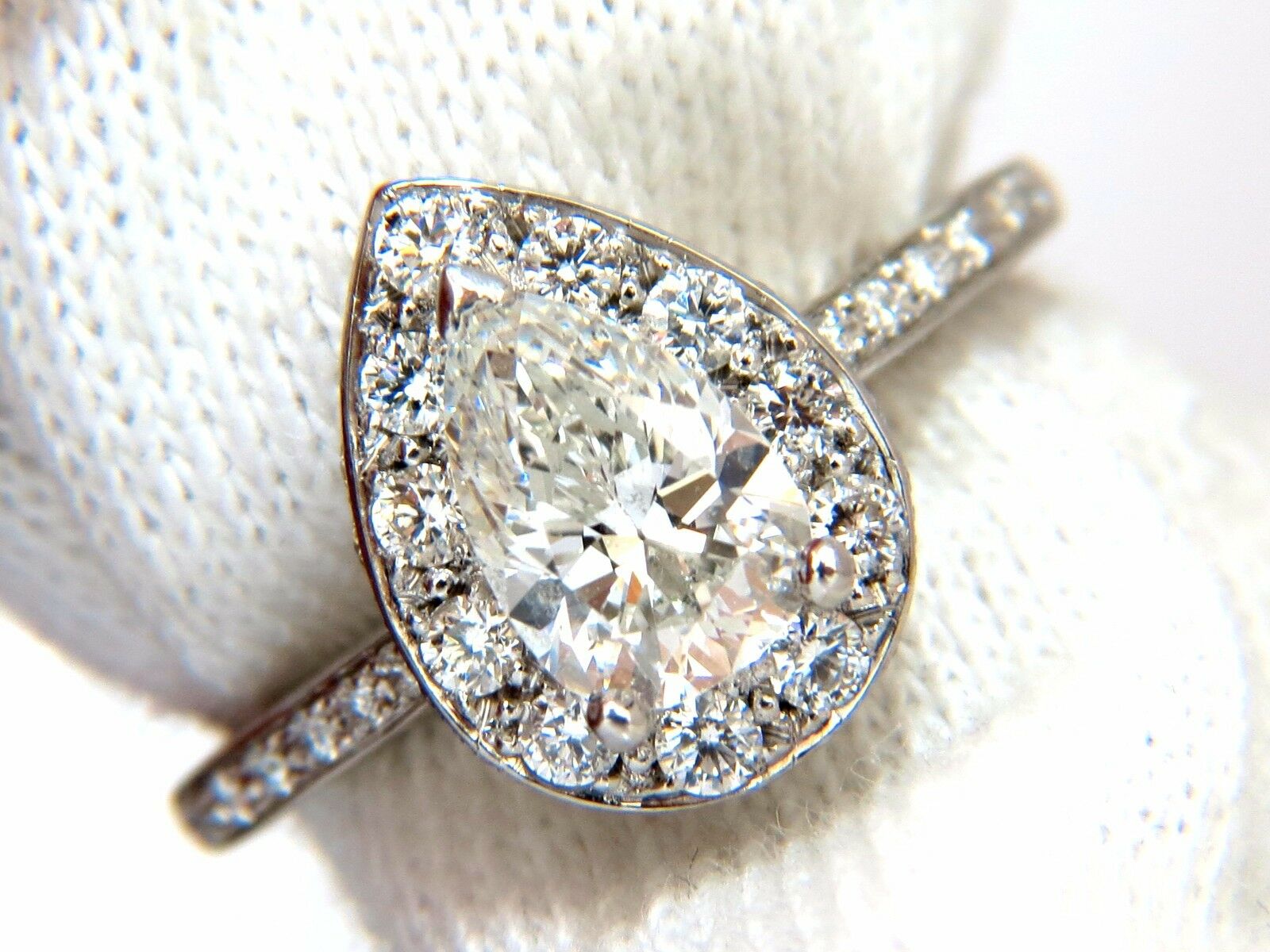 1.15ct Pear Shape Diamond Ring with 1.00ct Round Accents Platinum R3965
