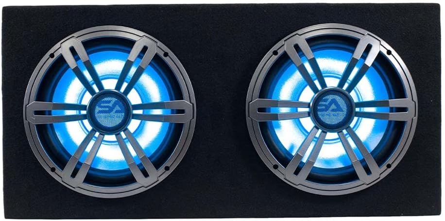 Dual 10 Inch 1000 Watt Car Audio Subwoofer Enclosure with RGB Lights Package with Amplifier & Cables X352