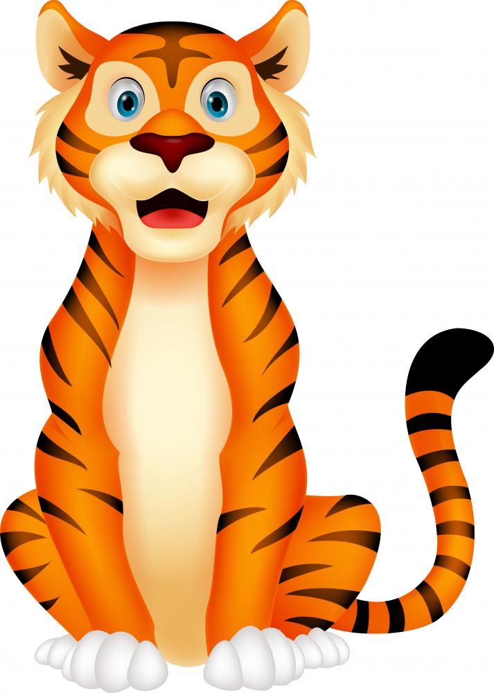 Tiger Cartoon Wall Mural Decal Vinyl Peel and Stick Graphic (36 in H x 27 in W) R5964