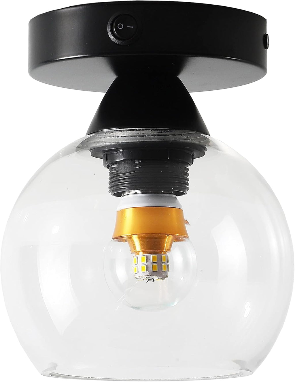 12V RV LED Dome Light with On&Off Switch, Clear Glass Lens W821