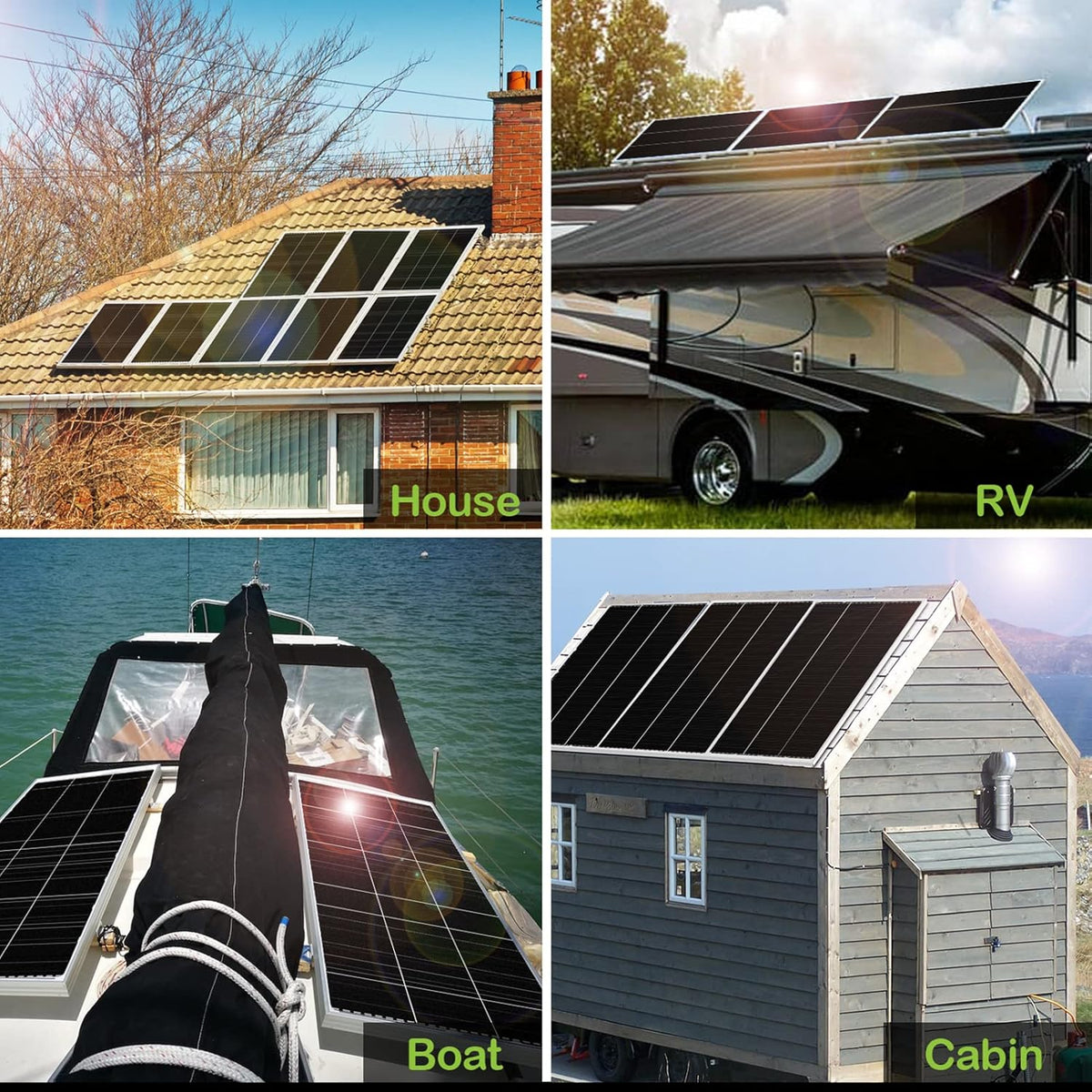 12 Volt 200 Watt Monocrystalline Solar Panel, 2 PCS 12V 100W W843620