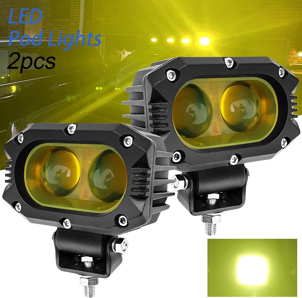 Yellow LED Fog Lights 2PCS Work Light Pods A7577