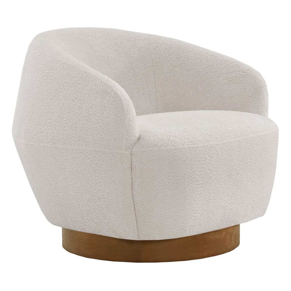 White Fabric Swivel Barrel Accent Chair T948