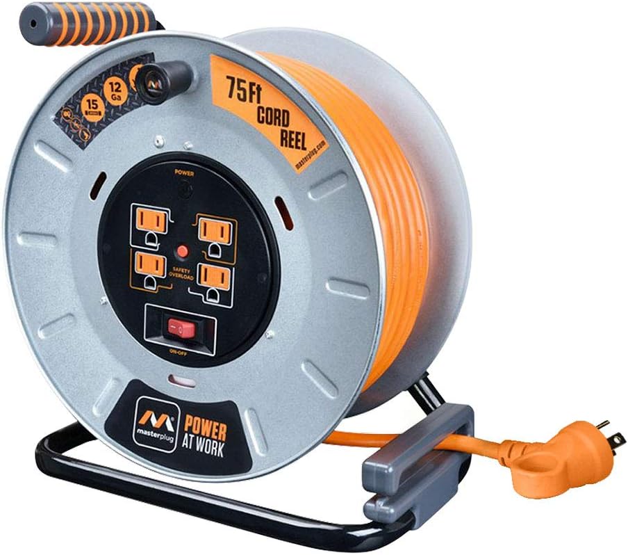 75 Feet 12AWG Power Outlet Cord Reel with USB Charging Ports Y5223