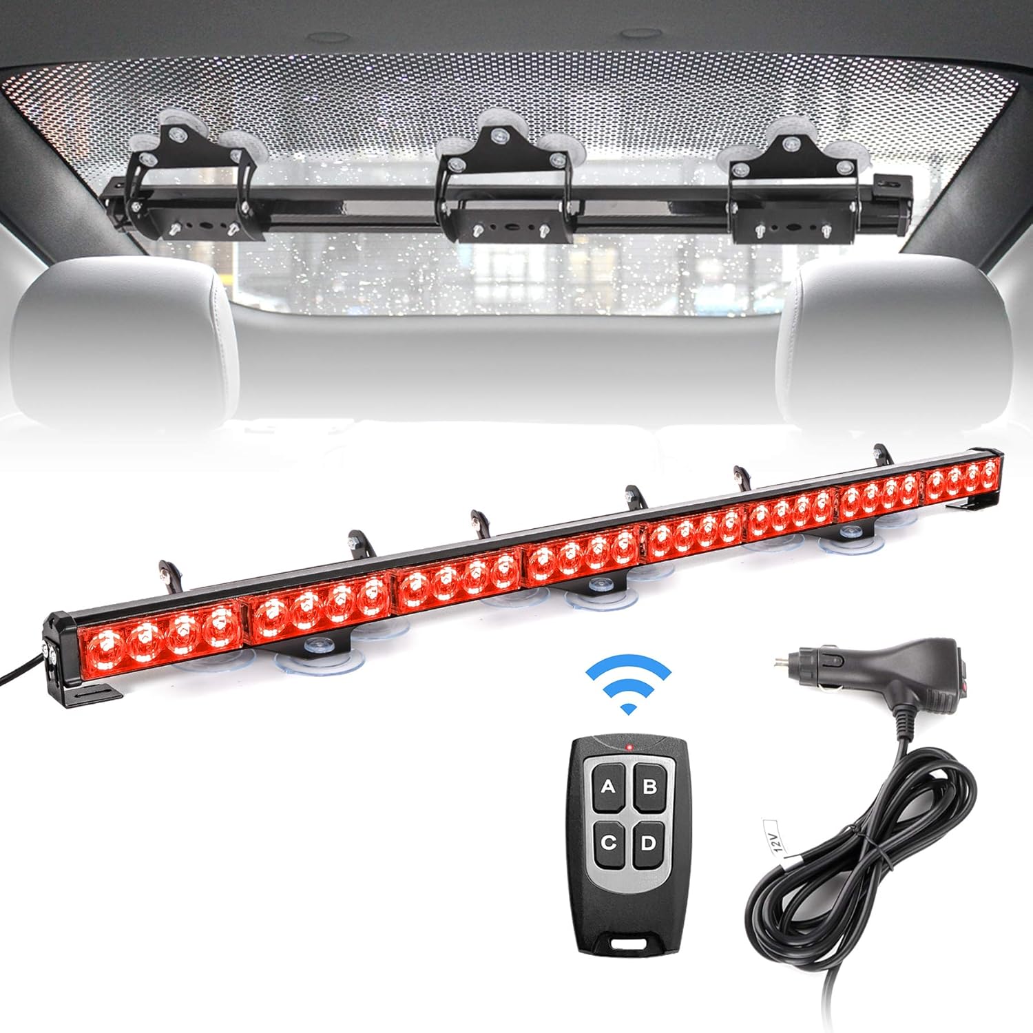 Amber White 35.5 inch 8 Panels Strobe Light Bar Pack of 2 C6517