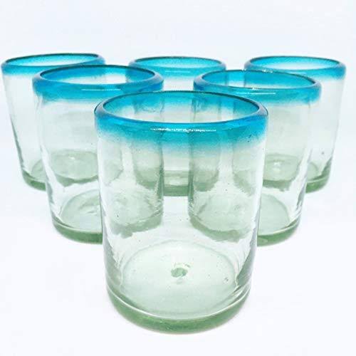 Aqua Blue Blown Glass Tumblers Set of 6 P503532