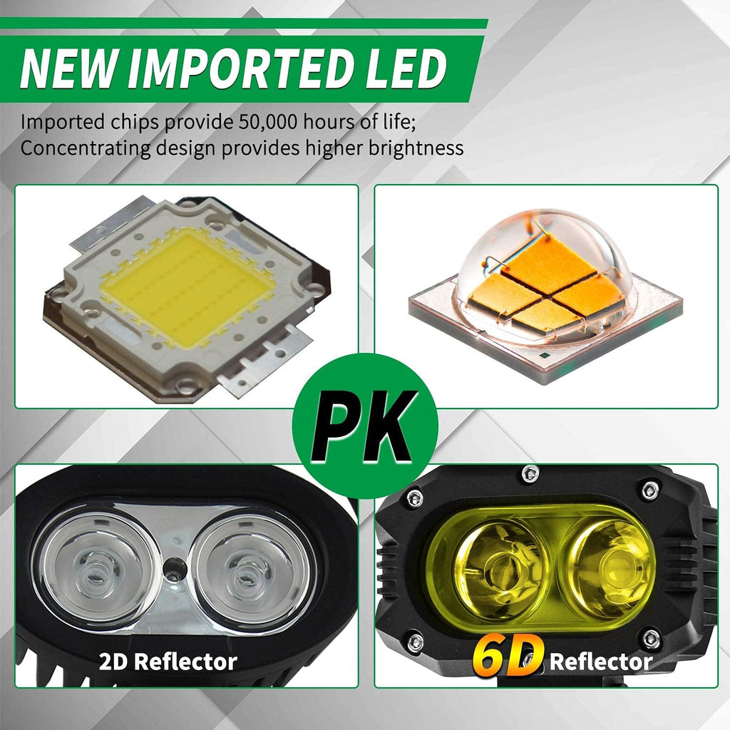 Yellow LED Fog Lights 2PCS Work Light Pods A7577