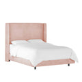 Blush Velvet Wingback Bed D72848