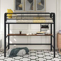 Black Twin Loft Bed with Built-in Desk N50811