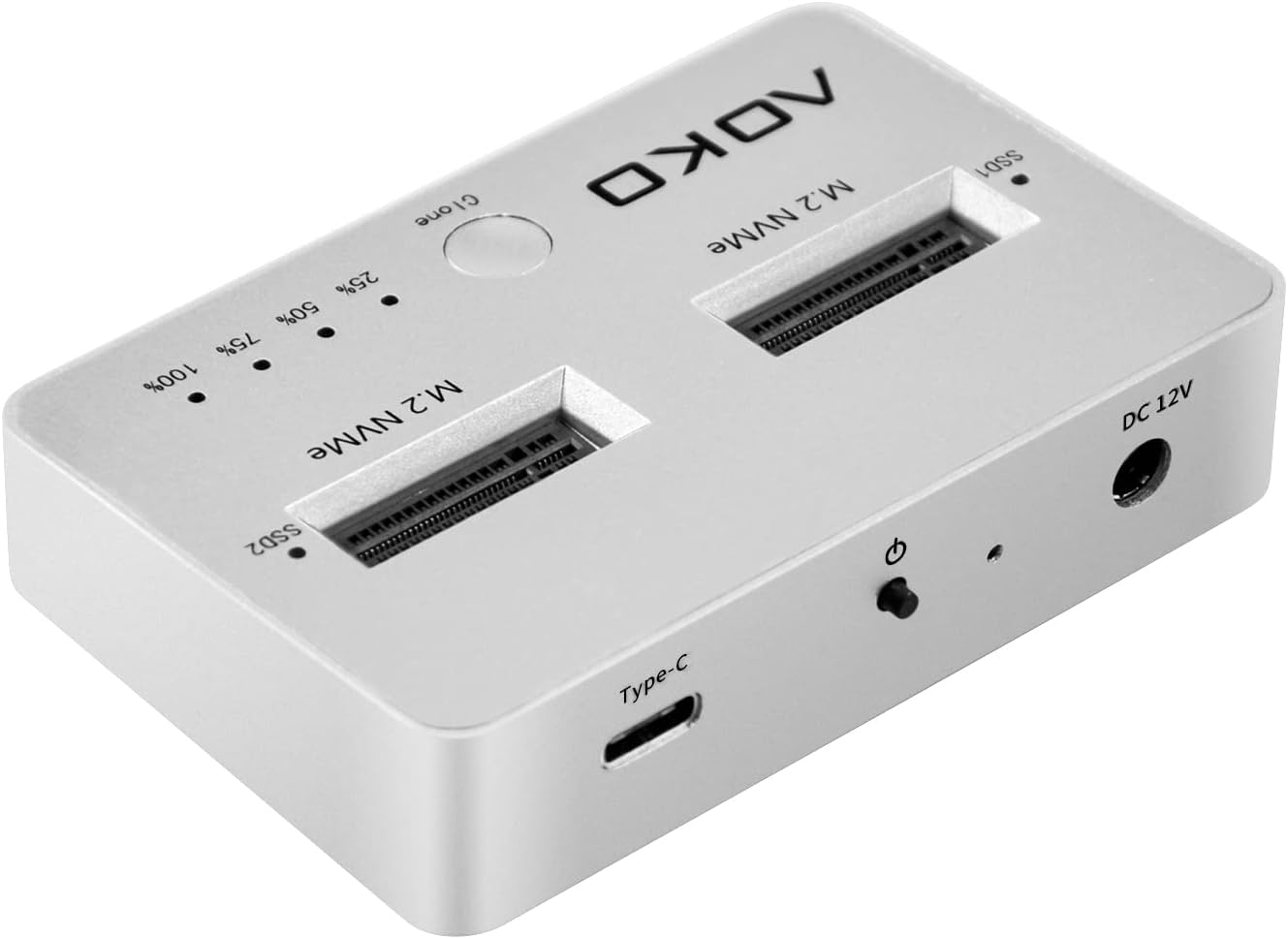 NVMe Dual-Bay Docking Station Clone Duplicator, USB C 3.2 Vertical External M.2 NVMe SSD Enclosure M32196