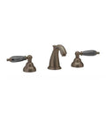 Polished Brass Widespread Bathroom Sink Faucet with Black Marble Handles Y59358