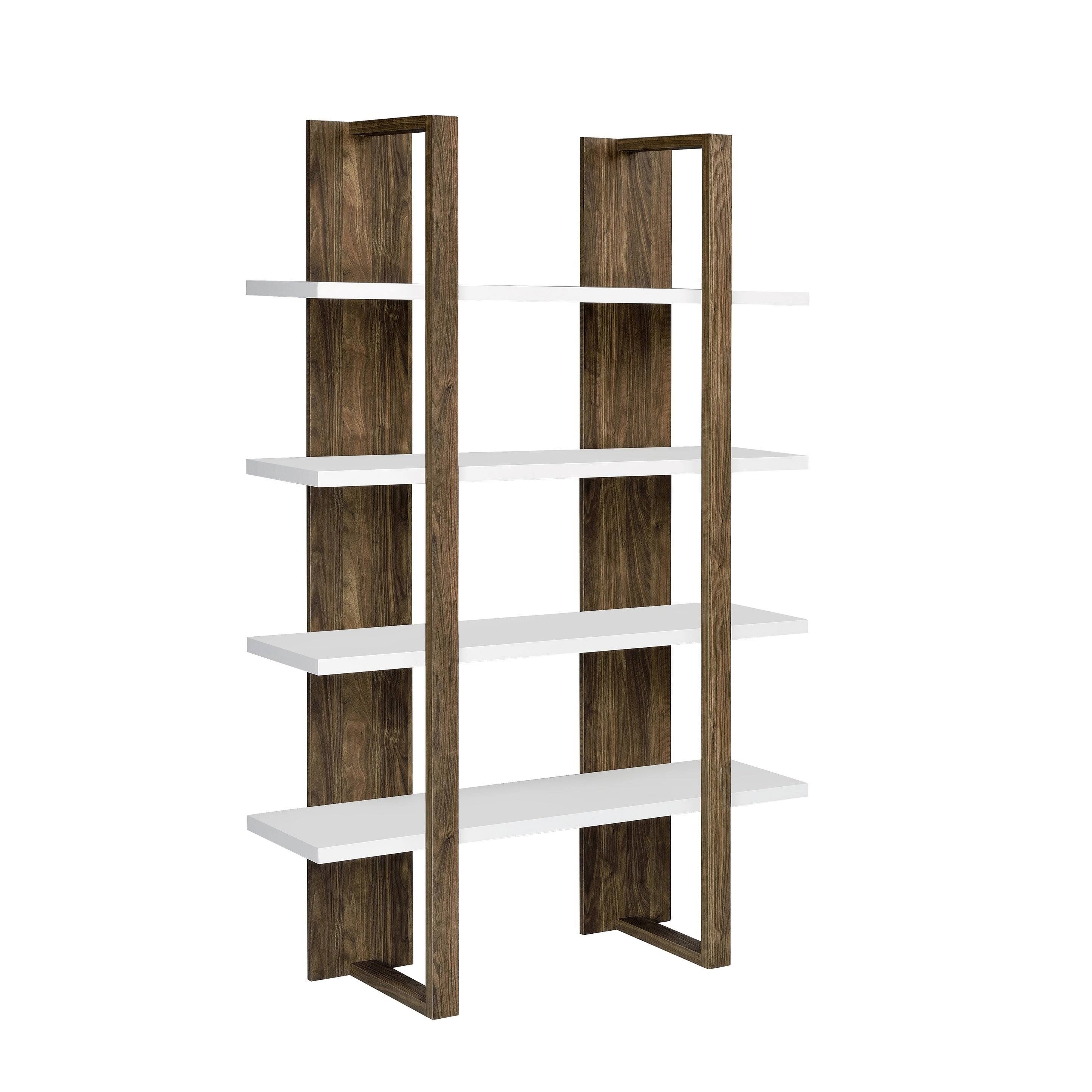 4-Shelf Two-Tone Bookcase Grey Driftwood Cement K336