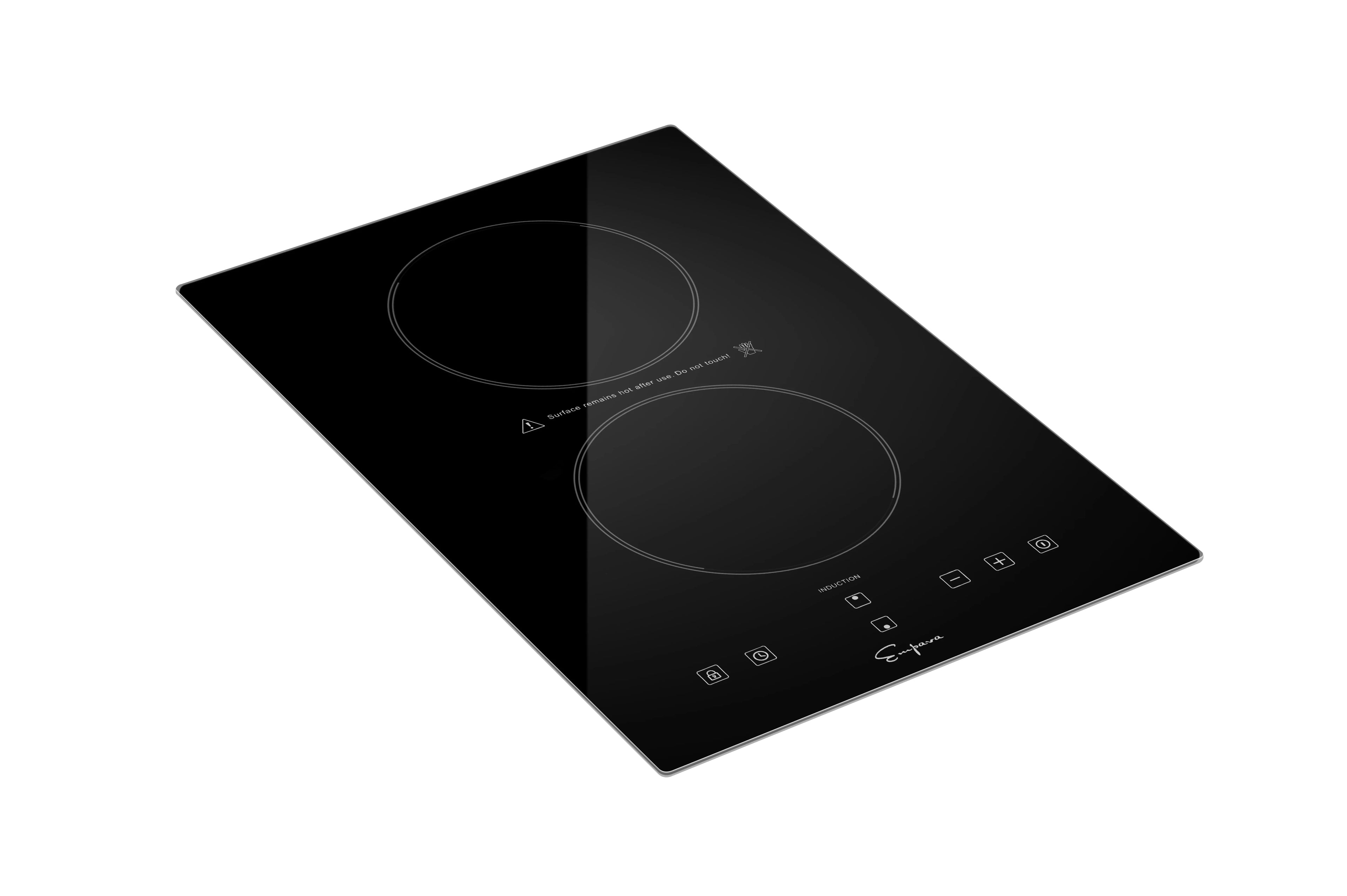 2 Burners Induction Cooktop Black Vitro Ceramic Glass D2666