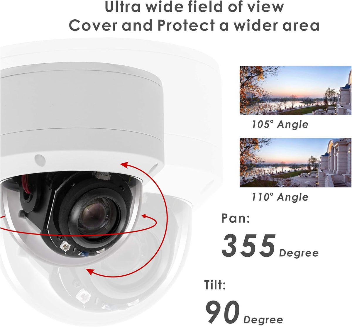 H.265 HD 1080P Security POE PTZ Dome Camera with 2.7-13.5mm Motorized Lens 5X Zoom E5773