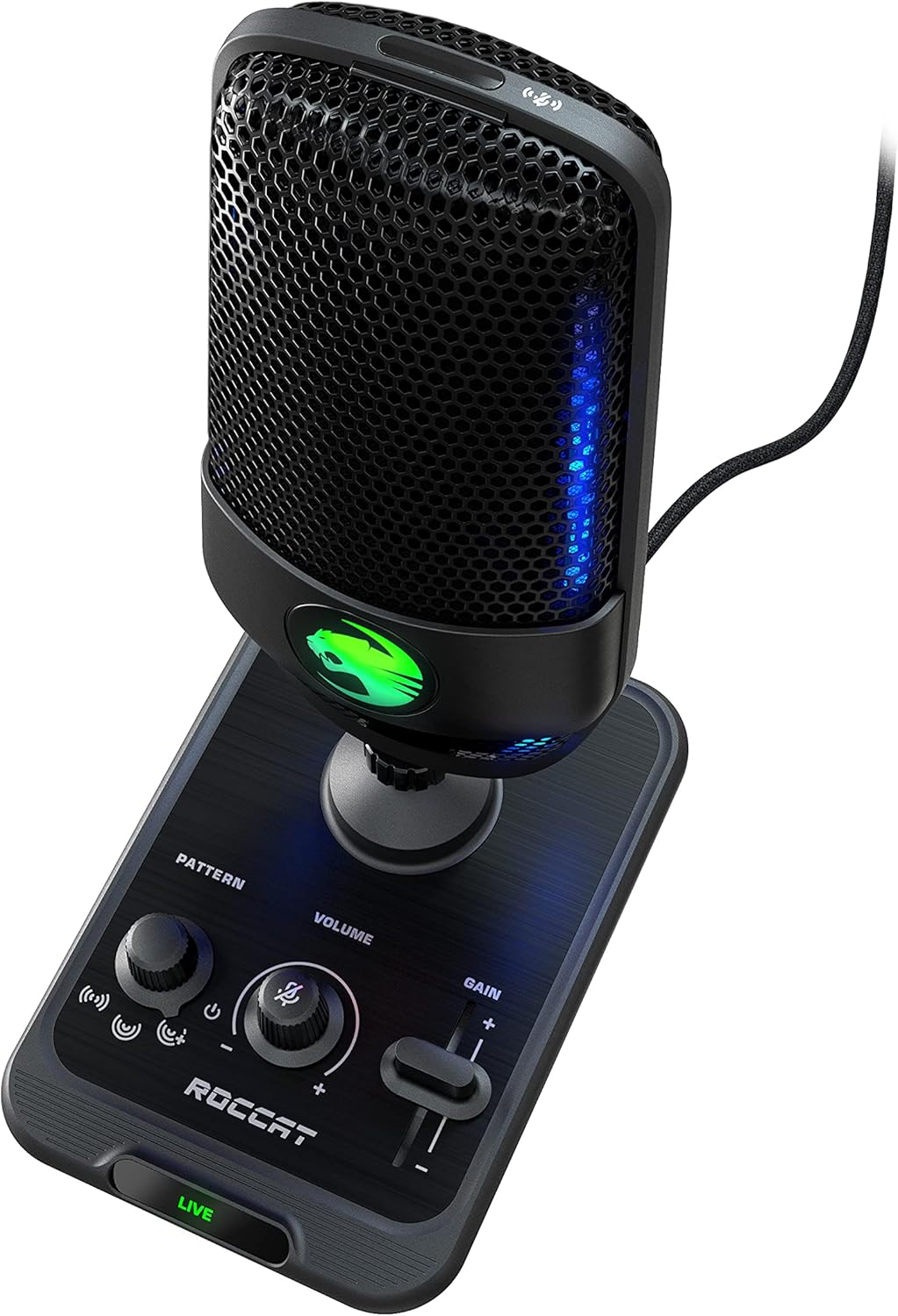 Black USB Microphone with RGB AIMO Lighting V20630