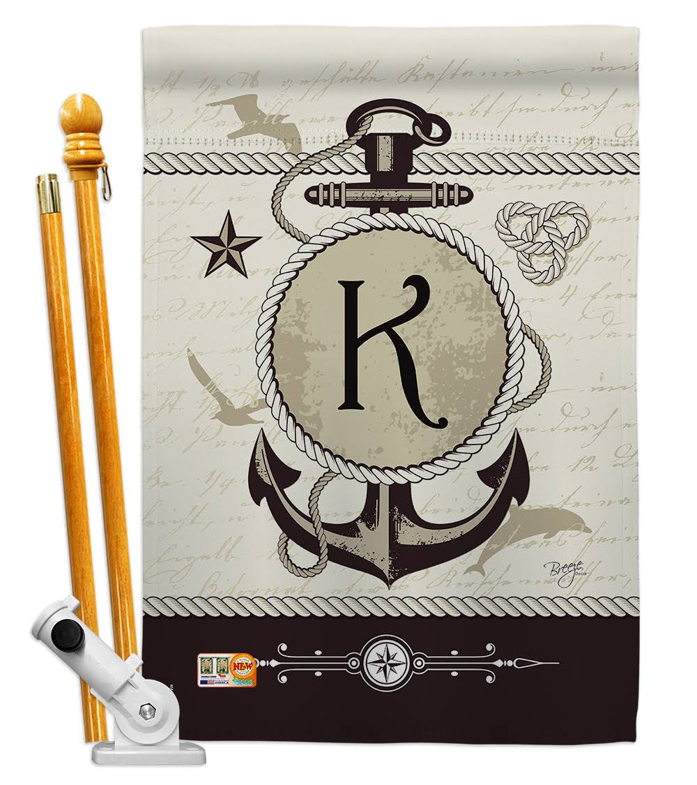 28 x 40 in. Nautical K Decorative Vertical Double Sided B744