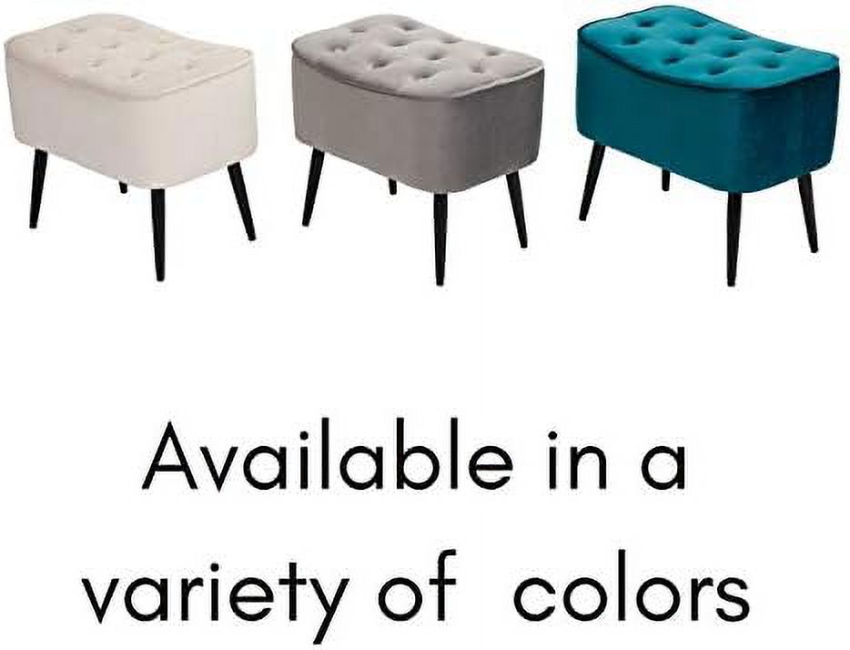 Grey Velvet Ottoman Foot Stool with Steel Legs A1252