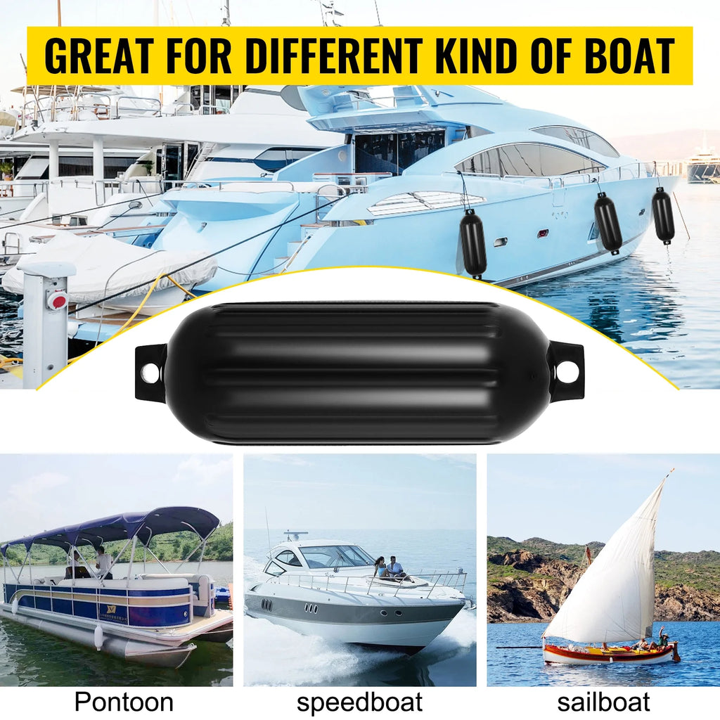 Black Ribbed Boat Fender Pack of 4 K8497