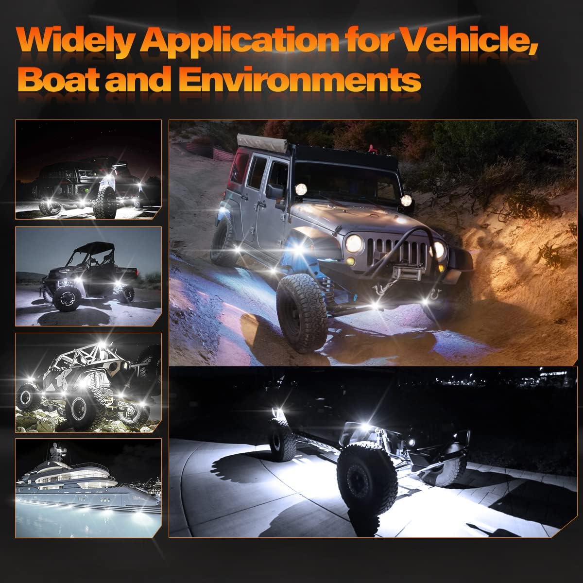 White 20Pods LED Rock Lights for Truck Boat Exterior Z479