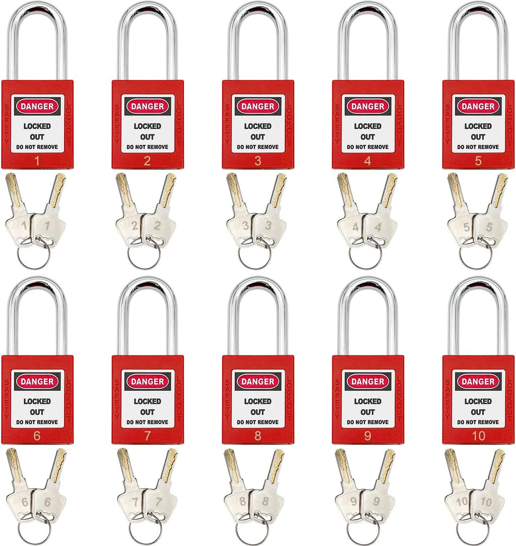 14 Key Padlocks with Numbers, 4 Lockout Hasps, 40 Lockout Tags, 20 Nylon Cable Lockout Tagout Station T32773
