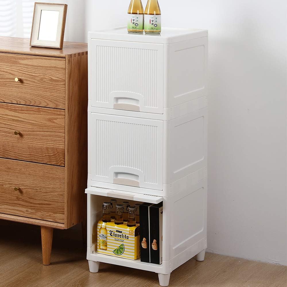 3-Tire Storage Cabinet with 2 Drawers, Pack of 2 J582794