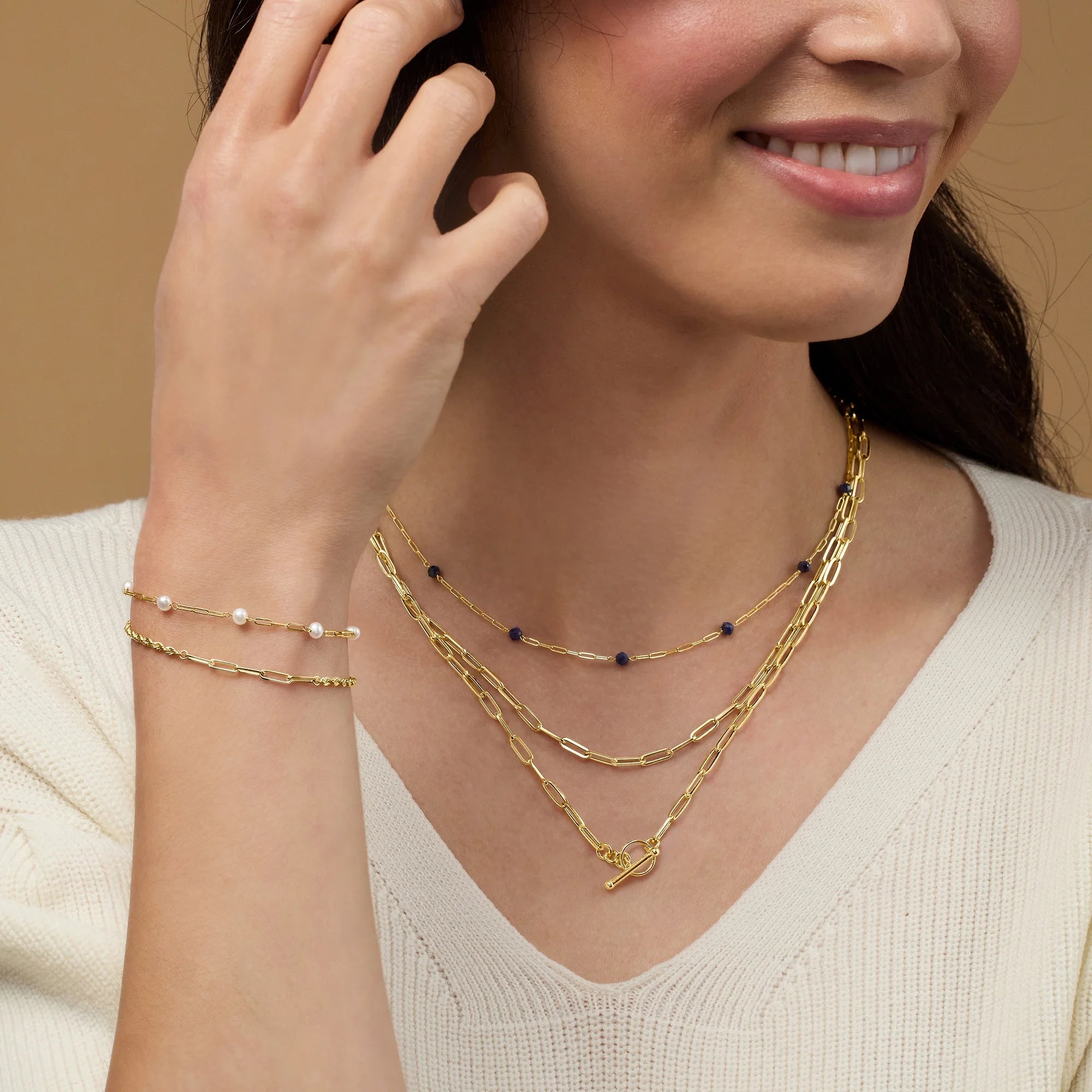Italian 14kt Yellow Gold Paper Clip Link Toggle Necklace F2531