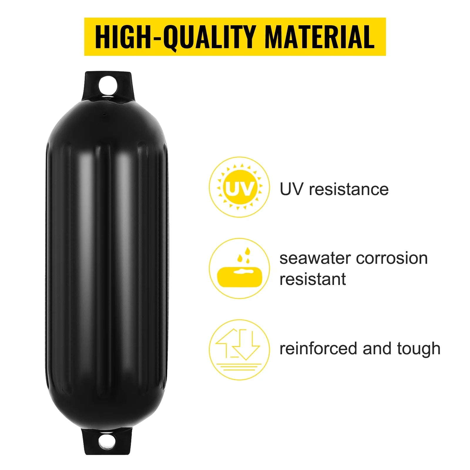 Black Ribbed Boat Fender Pack of 4 K8497