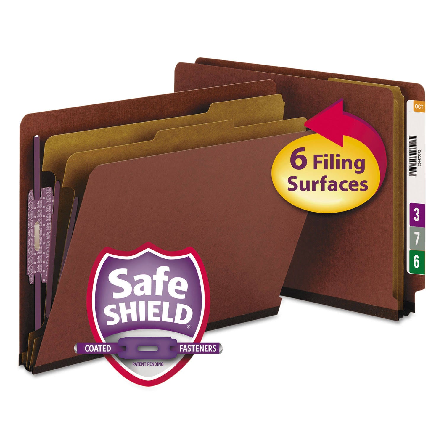 Red Letter Size Classification Folders with Fasteners, 10/Box C1270