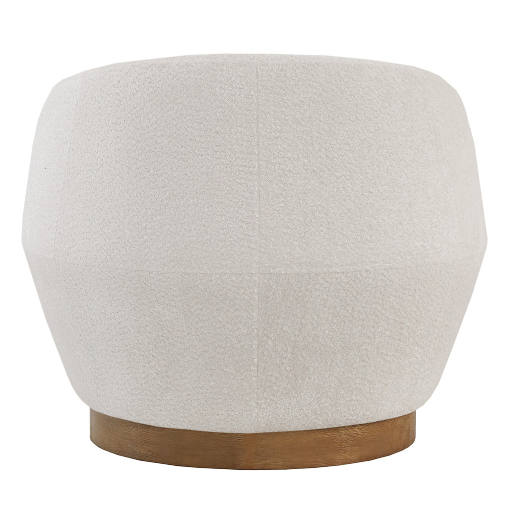 White Fabric Swivel Barrel Accent Chair T948