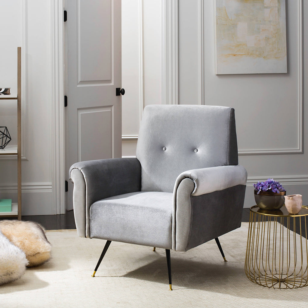 Light Grey Velvet Accent Chair B684
