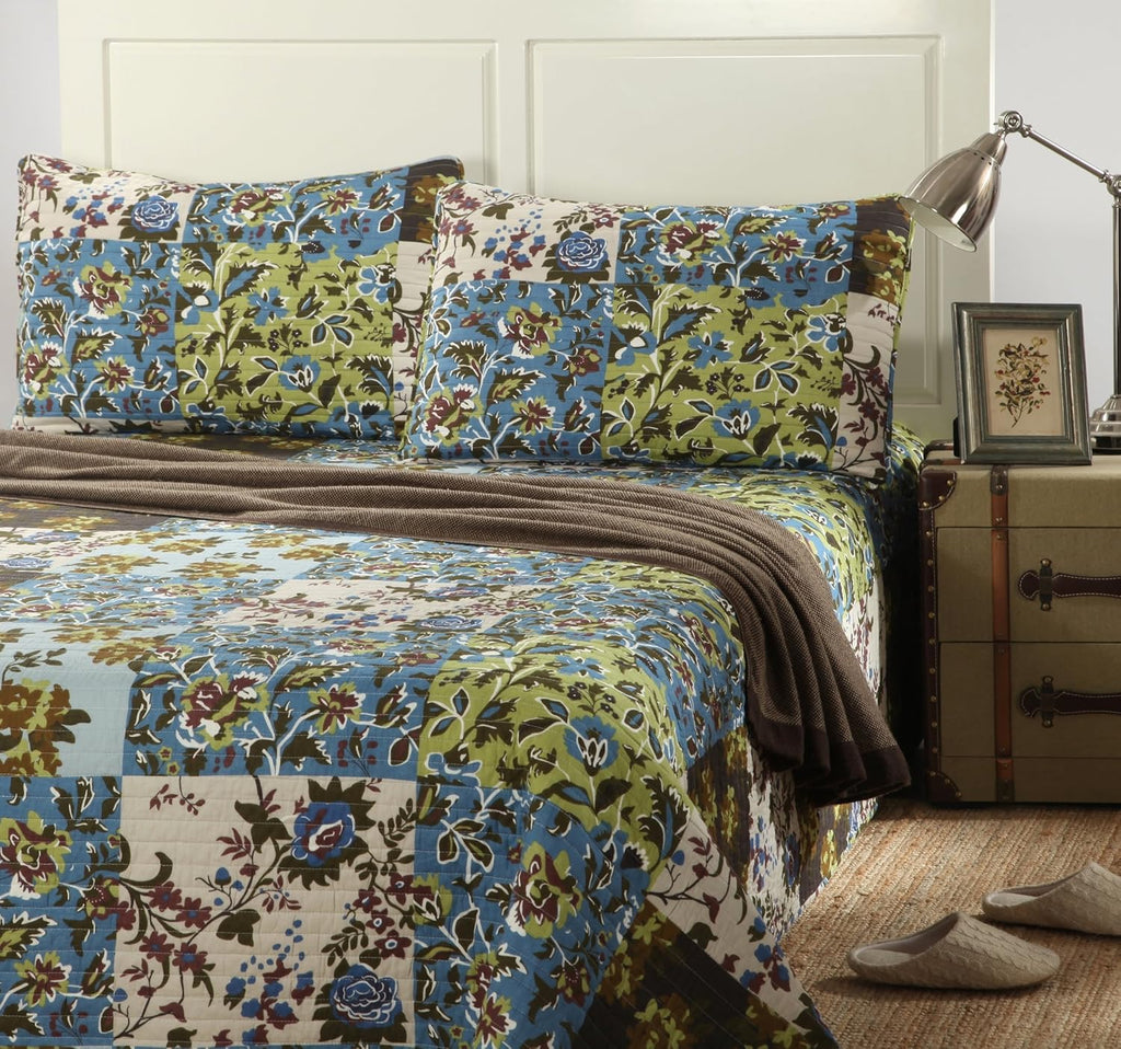 California King Lightweight Cotton Reversible Bedspread Set G39455