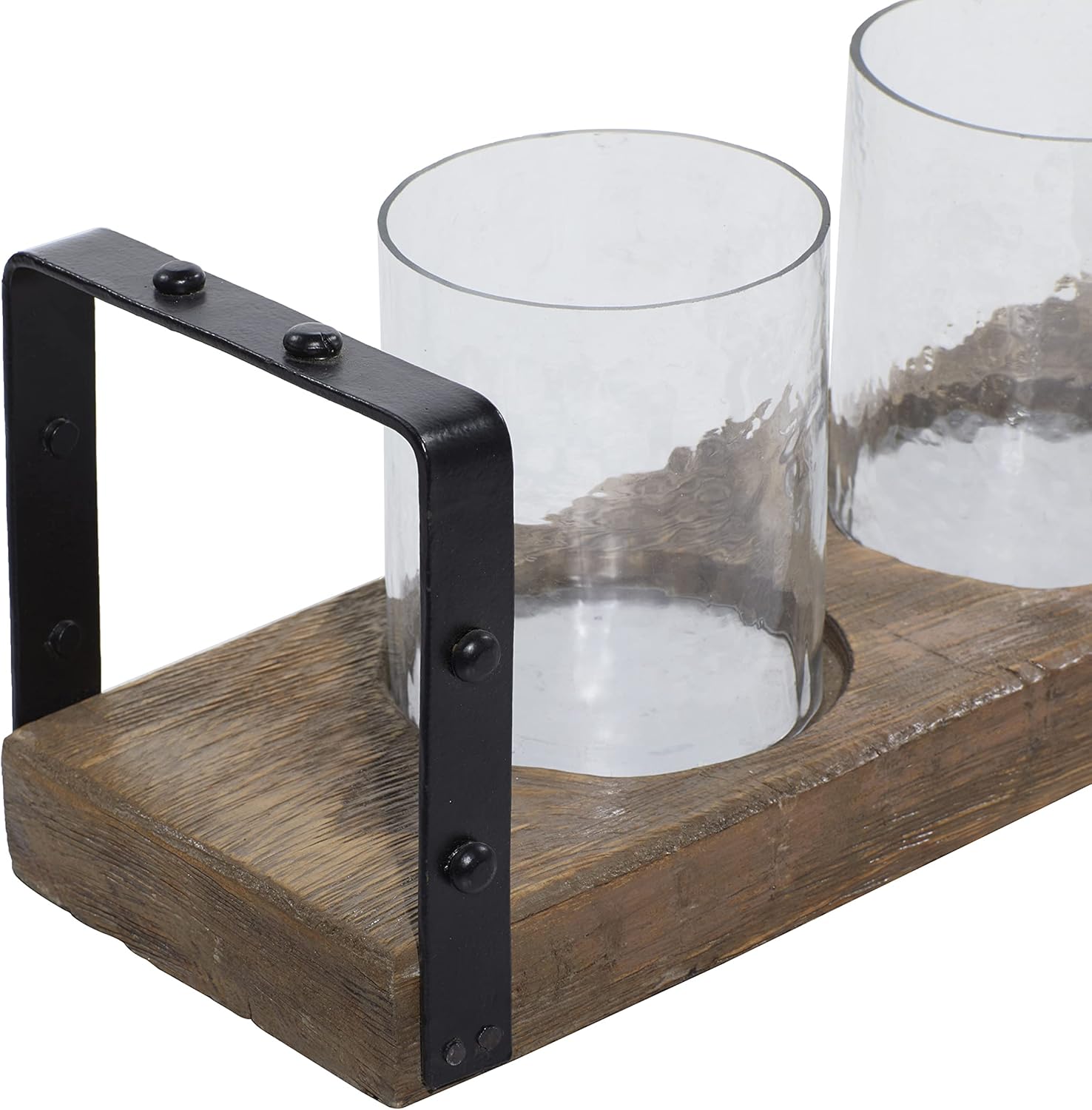 Wood Metal Glass Candle Holder, 28 by 5-Inch Pack of 2 N421