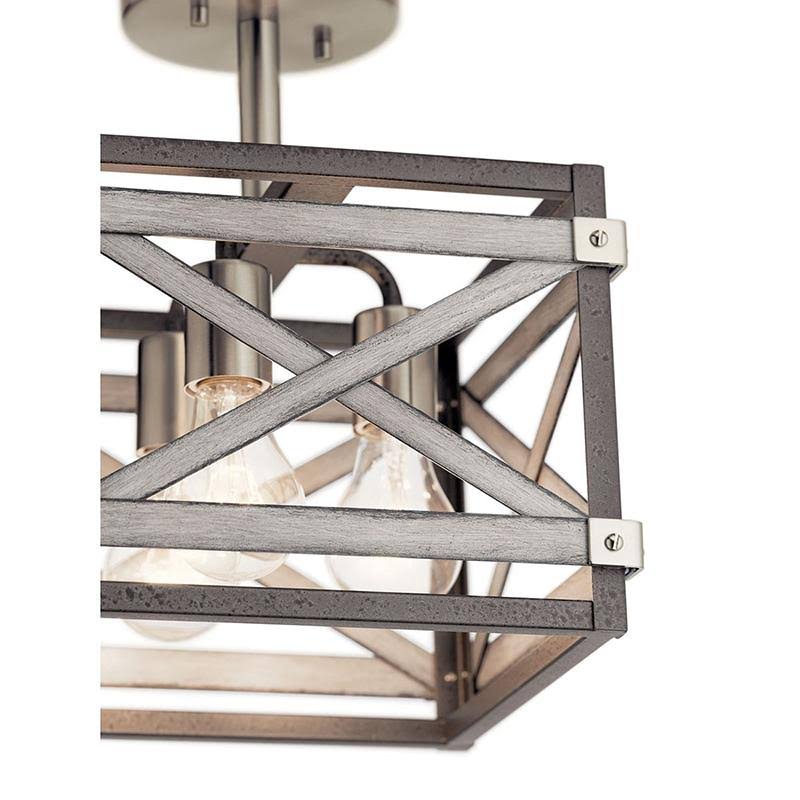 Anvil Iron Distressed Antique Grey Farmhouse Semi-Flush Mount Light S477