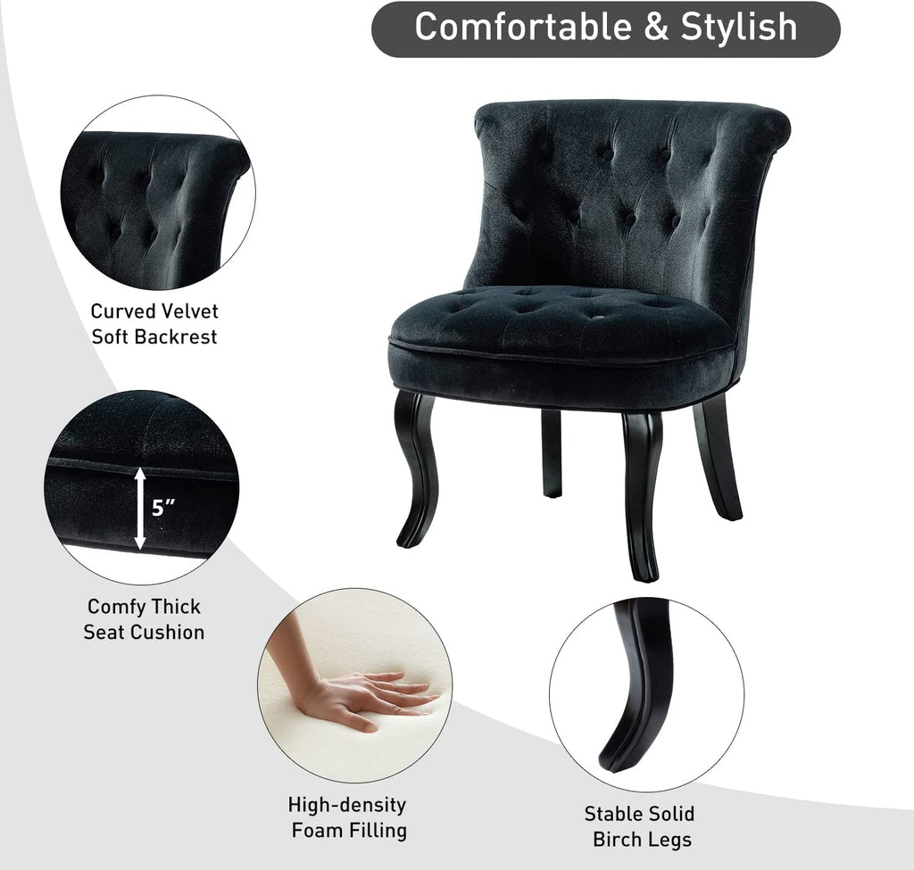 Black Velvet Button Accent Chair P4756
