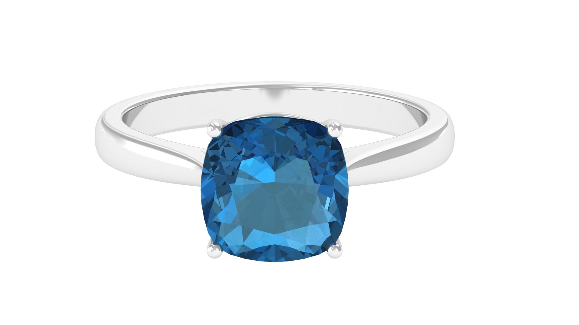 3 CT London Blue Topaz and Diamond Ring, 925 Sterling Silver, US 4.00 L8241