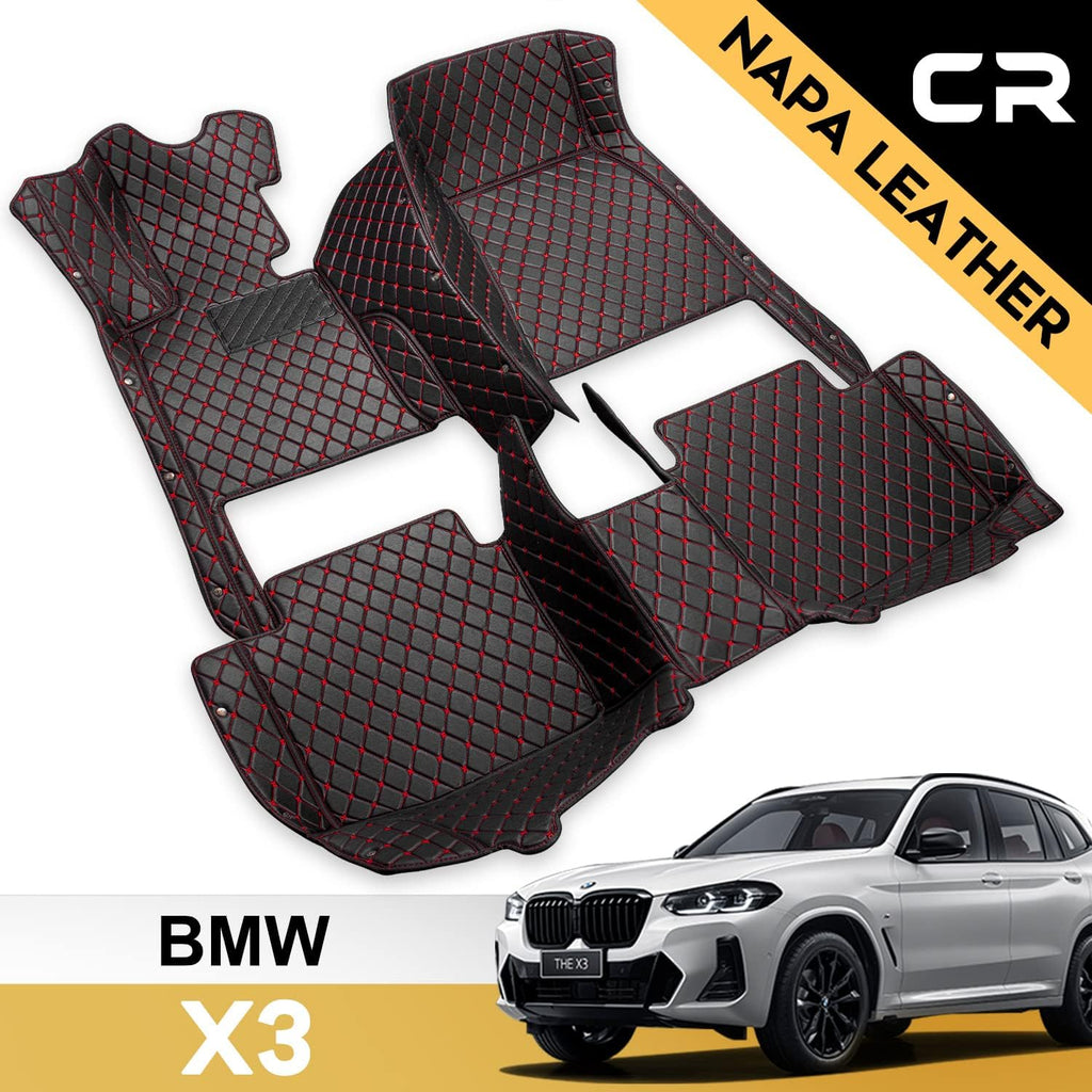 Leather Car Floor Mats Custom Fit (1st & 2nd Row Black) E510