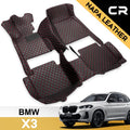 Leather Car Floor Mats Custom Fit (1st & 2nd Row Black) E510