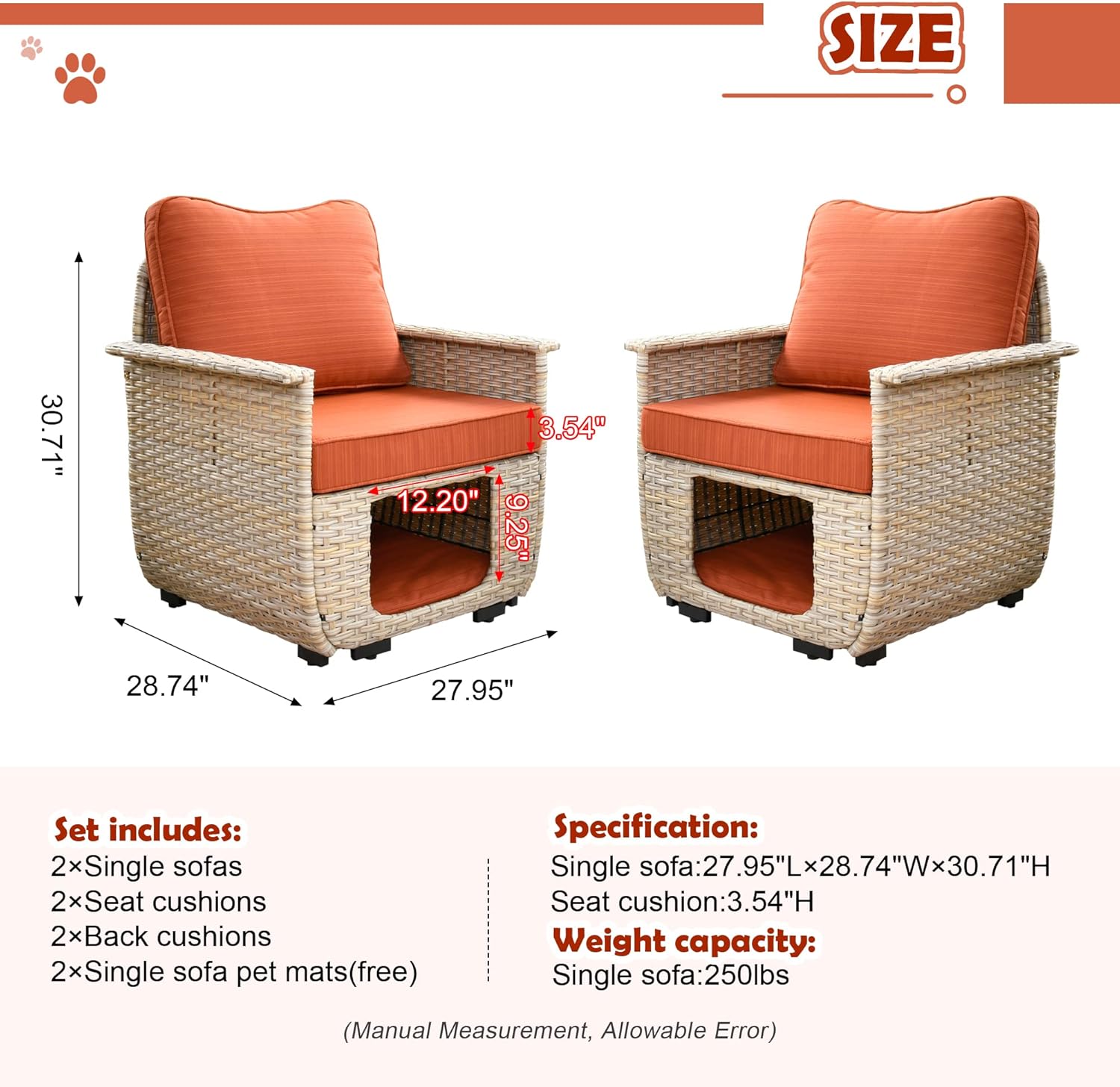 Beige Wicker Patio Chair Set with Pet House H989403