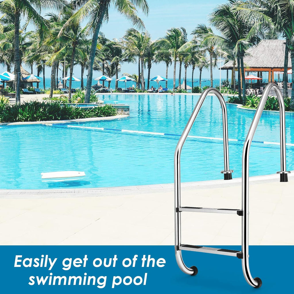 Stainless Steel Inground 2-Step Non-Slip Swimming Pool Ladder U12662
