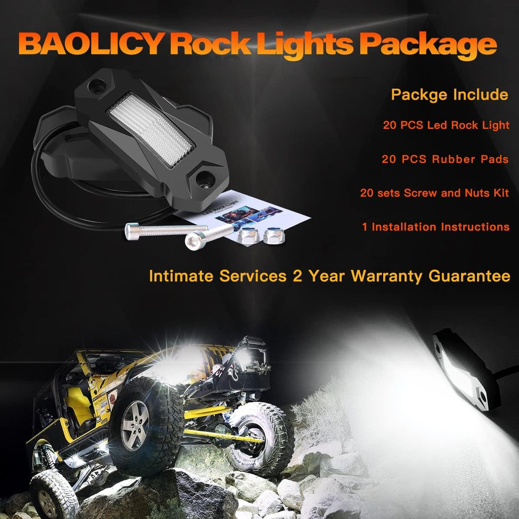 White 20Pods LED Rock Lights for Truck Boat Exterior Z479