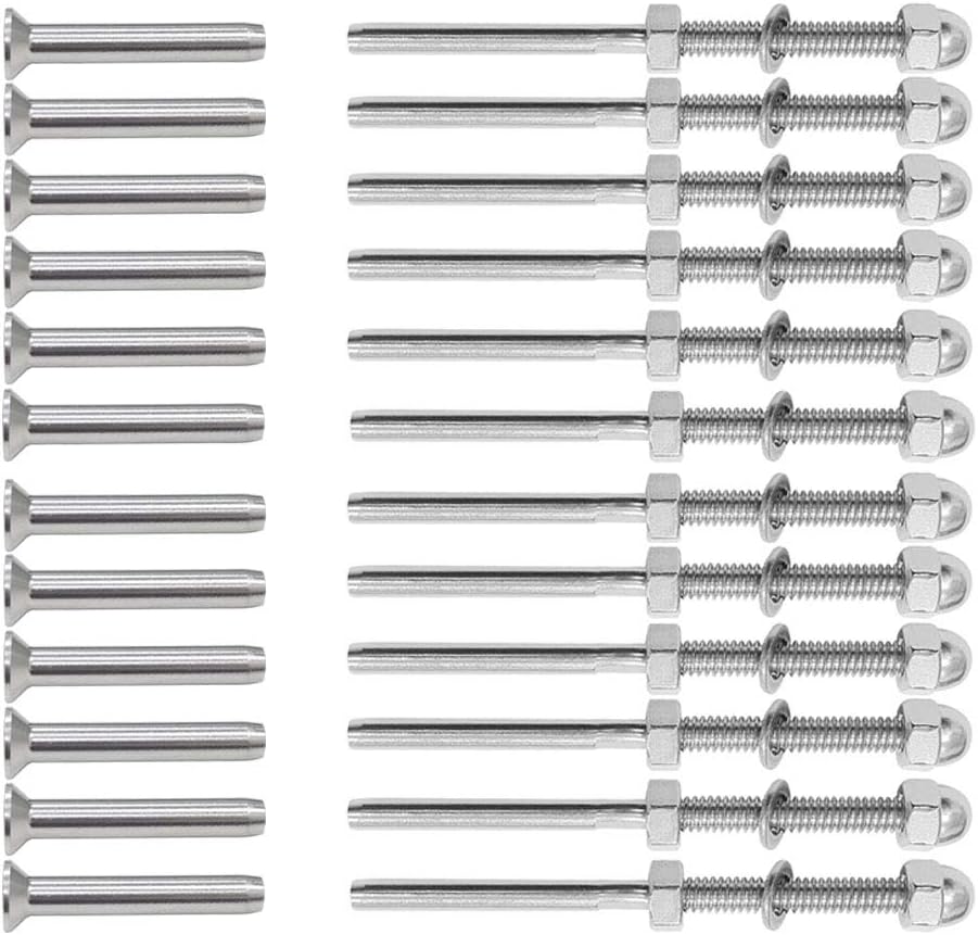 T316 Stainless Steel Cable Railing Hardware Kit, 32pcs 1/8 Cable Wire Tensioner B72486
