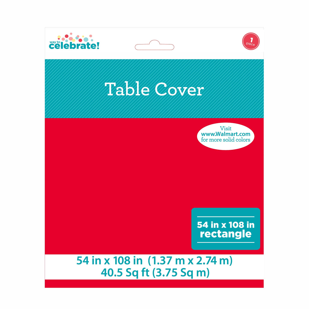 Red Plastic Party Tablecloth, 108in x 54in G650346
