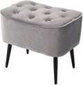 Grey Velvet Ottoman Foot Stool with Steel Legs A1252
